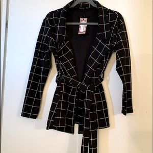 **NWT** Black Blazer Cardigan with White Detail